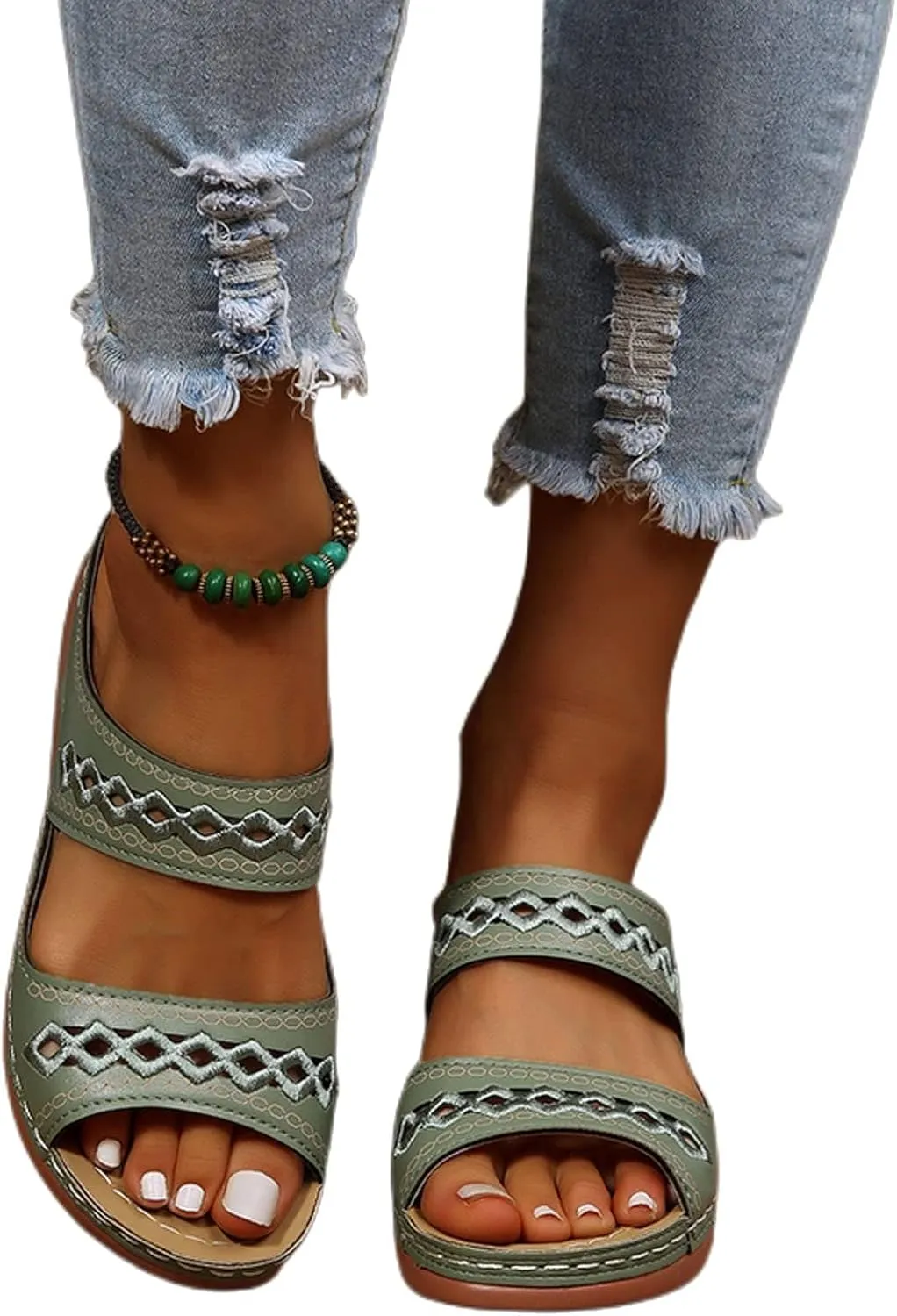 Womens Orthopedic Sandals Support Flip Flops Slip On Wide Sandals Platform Summer Comfortable Walking Shoes