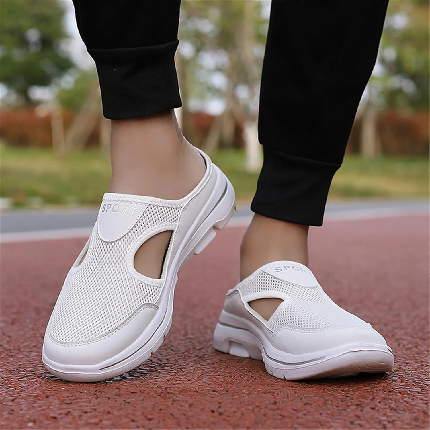 Womens Orthopedic Shoes Slip On Mules Diabetic Breathable Arch Support Wedge Platform Slippers Air Cushion Slip-On Walking Shoes Casual Loafer Sandals