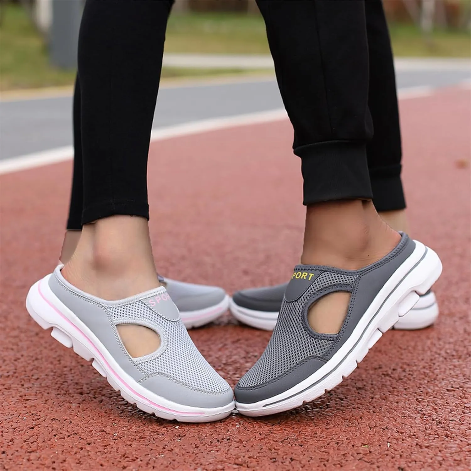 Womens Orthopedic Shoes Slip On Mules Diabetic Breathable Arch Support Wedge Platform Slippers Air Cushion Slip-On Walking Shoes Casual Loafer Sandals