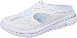 Womens Orthopedic Shoes Slip On Mules Diabetic Breathable Arch Support Wedge Platform Slippers Air Cushion Slip-On Walking Shoes Casual Loafer Sandals