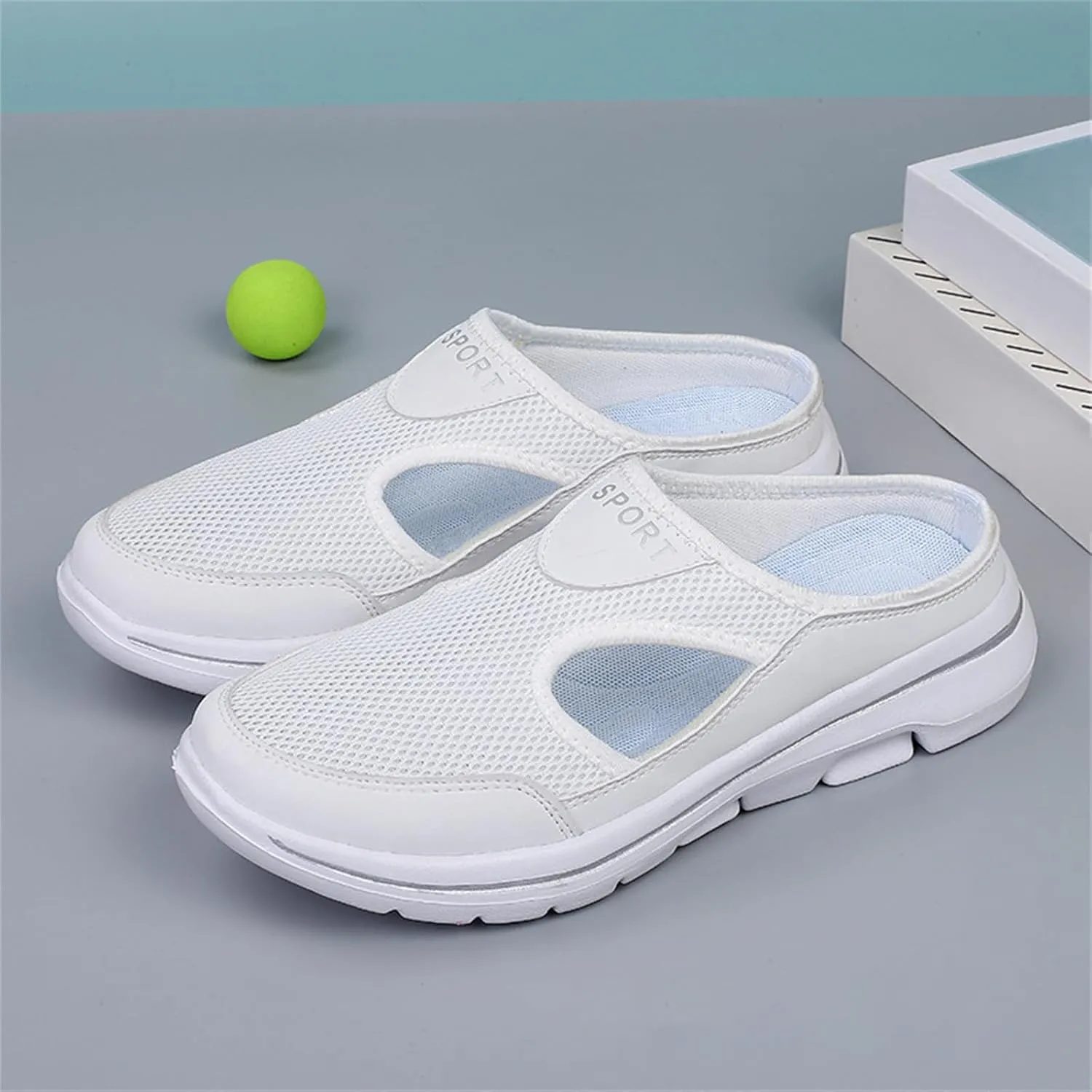 Womens Orthopedic Shoes Slip On Mules Diabetic Breathable Arch Support Wedge Platform Slippers Air Cushion Slip-On Walking Shoes Casual Loafer Sandals