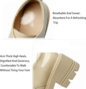 Women's Patent Leather Chunky Platform Oxford Fashion Round Toe Chunky Heightening Lug Sole Lace-Up Loafers Comfort Non Slip Business Office Dress Shoes