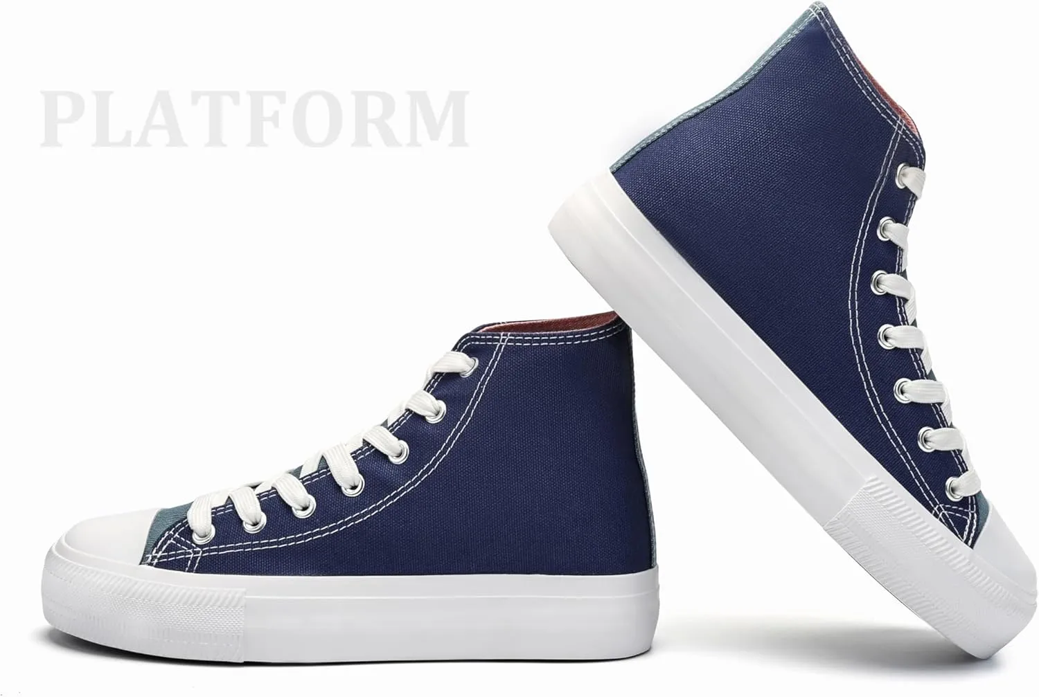 Womens Platform Canvas Shoes Low Top and High Top Canvas Sneakers Lace-up Fashion Casual Shoes for Women