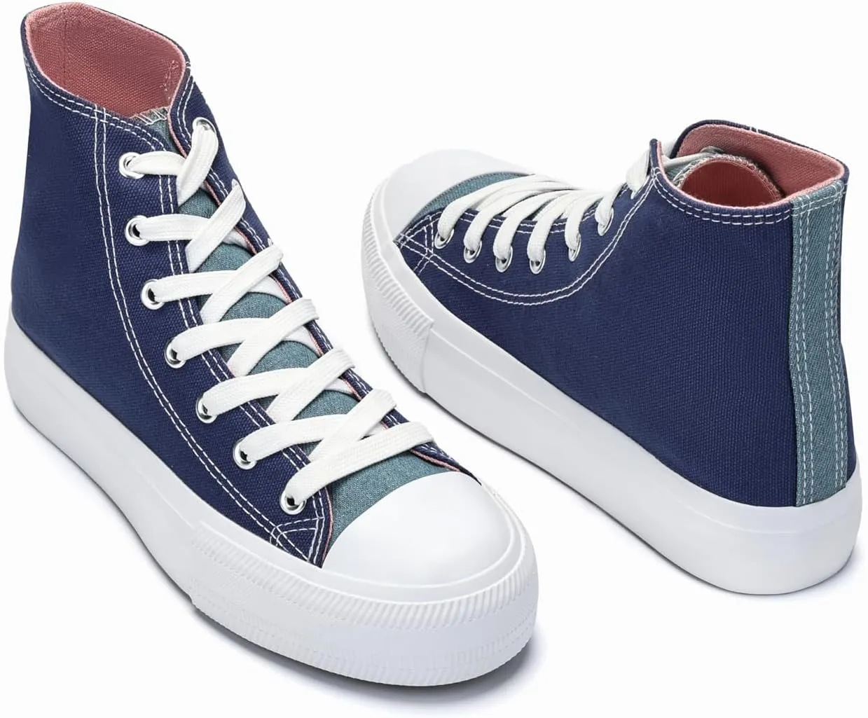 Womens Platform Canvas Shoes Low Top and High Top Canvas Sneakers Lace-up Fashion Casual Shoes for Women