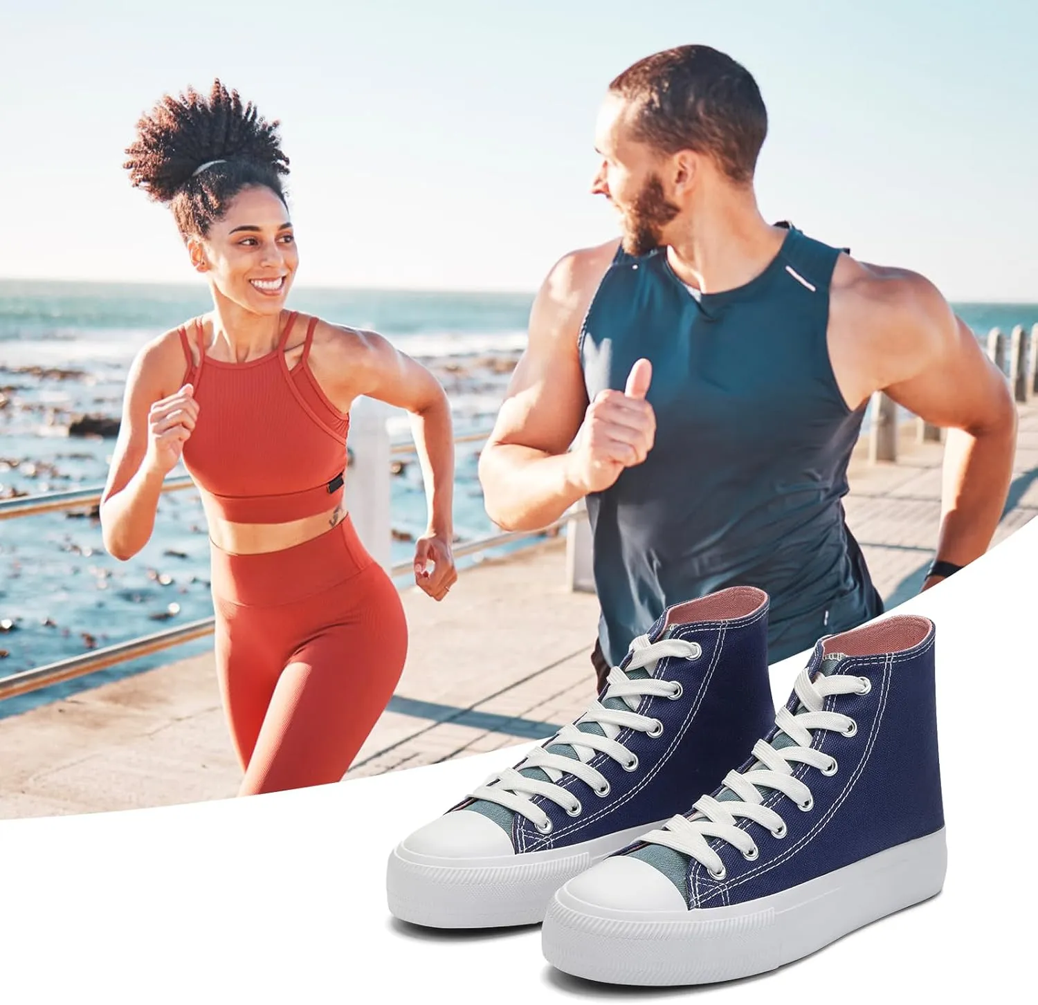 Womens Platform Canvas Shoes Low Top and High Top Canvas Sneakers Lace-up Fashion Casual Shoes for Women