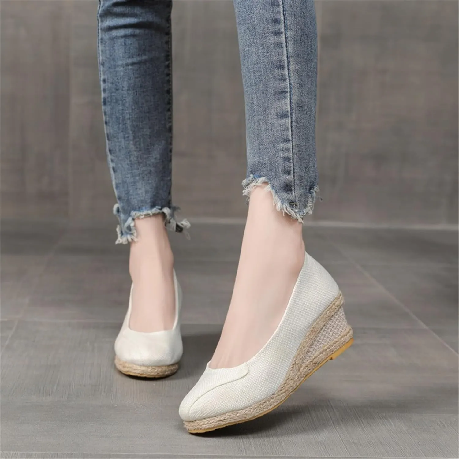 Women's Platform Espadrilles Wedge Sandals Comfy Closed Toe Slip On Arch Support Slip On Pumps Shoes