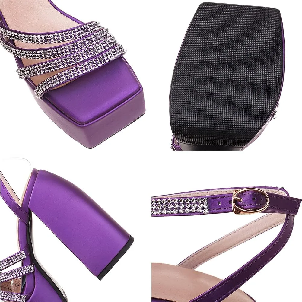 Womens Platform heels Chunky High Block Heels Ankle Strap Buckles Wedge Dress Sandals