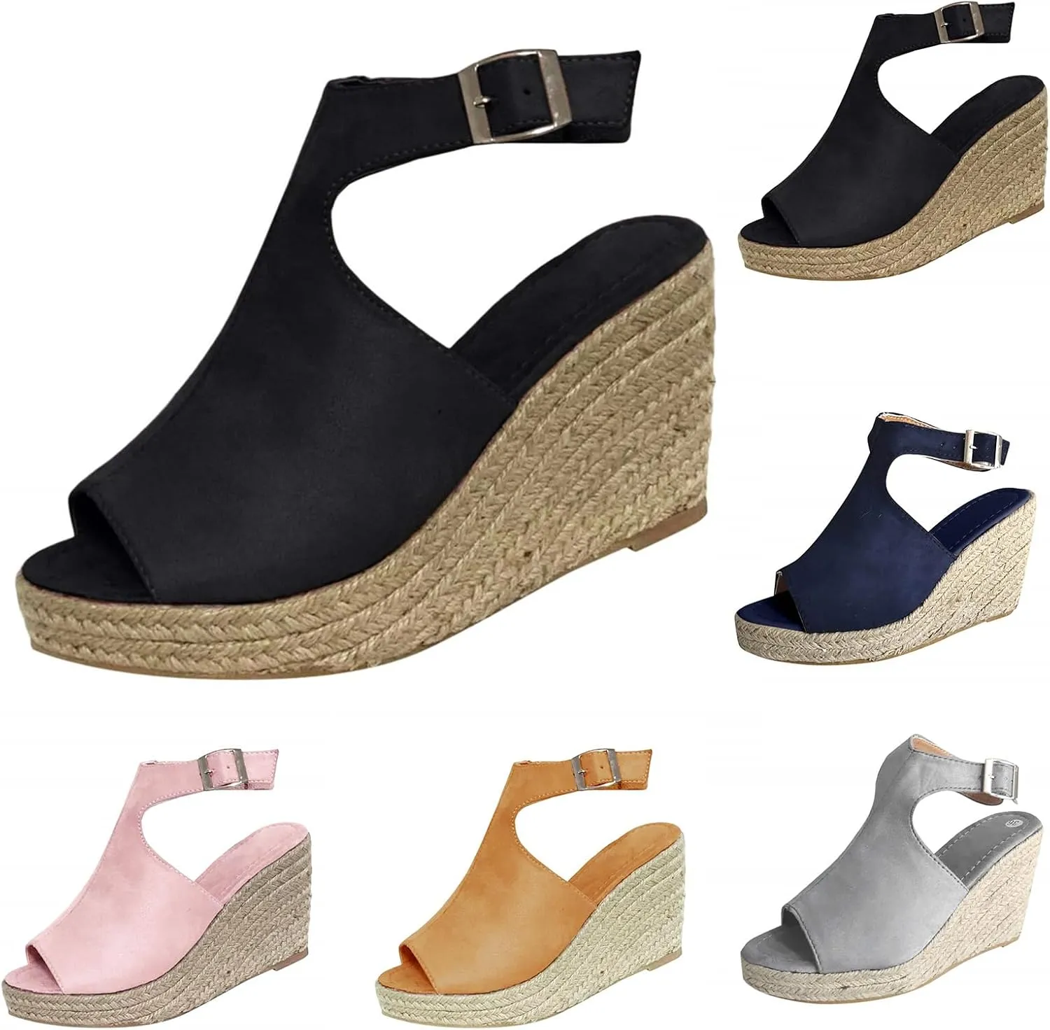 Women's Platform Heels Espadrille Heeled Wedges Orthopedic Sandals Beach Heels Sandal Strappy Slip on Sandals