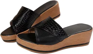 Women's Sandals Platform Comfortable Faux Leather Wedge Slippers Summer Going Out Sandals Shoes