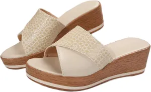 Women's Sandals Platform Comfortable Faux Leather Wedge Slippers Summer Going Out Sandals Shoes