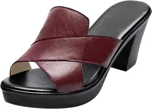 Women's Sandals Round Open Toe Block Heel Pumps Chunky Heel Sandal Fish Mouth Slingback Mules Slip On Slipper