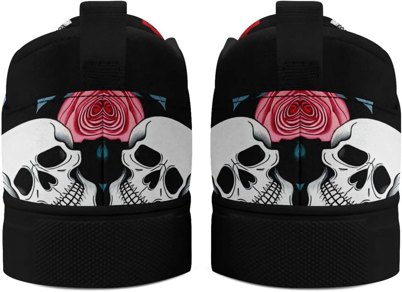 Women's Slip-on Canvas Shoes – Floral Skull Casual Loafers Trendy Comfortable Walking Skate Sneakers for Men