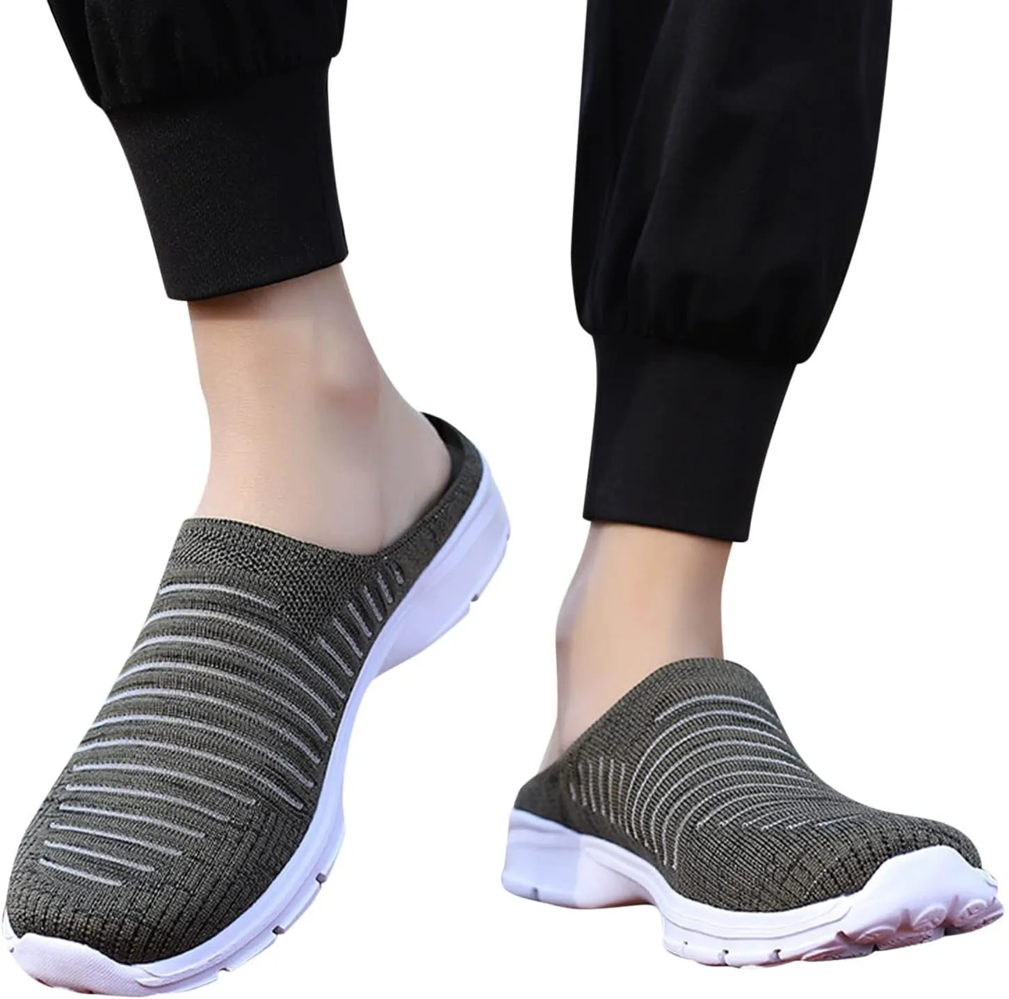 Women's Slip-On Orthopedic Arch Support Backless Mens Running Shoes Wide Men Casual Shoes Brown Sneakers Slip On Tennis Shoe Loafers Casual Slip On