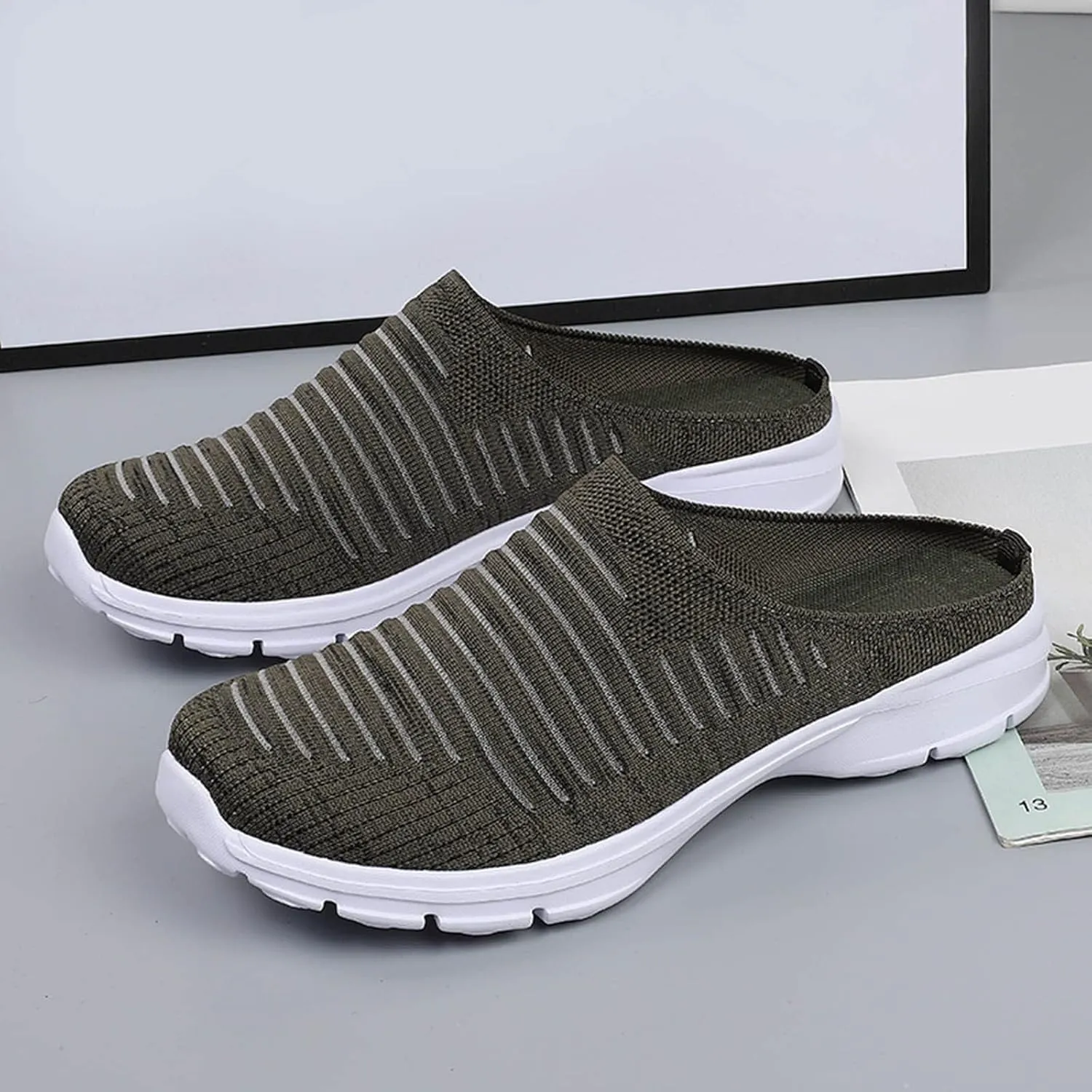 Women's Slip-On Orthopedic Arch Support Backless Mens Running Shoes Wide Men Casual Shoes Brown Sneakers Slip On Tennis Shoe Loafers Casual Slip On