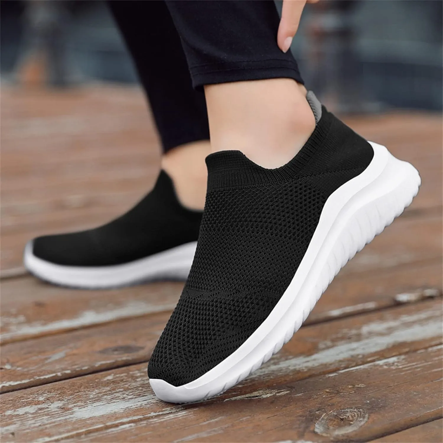 Women's Slip On Walking Shoes Running Comfortable Mens Casual Shoes Mesh Ladies Casual Shoes Black Platform Sneaker Slip On Tennis Shoe Cross Trainer Shoe