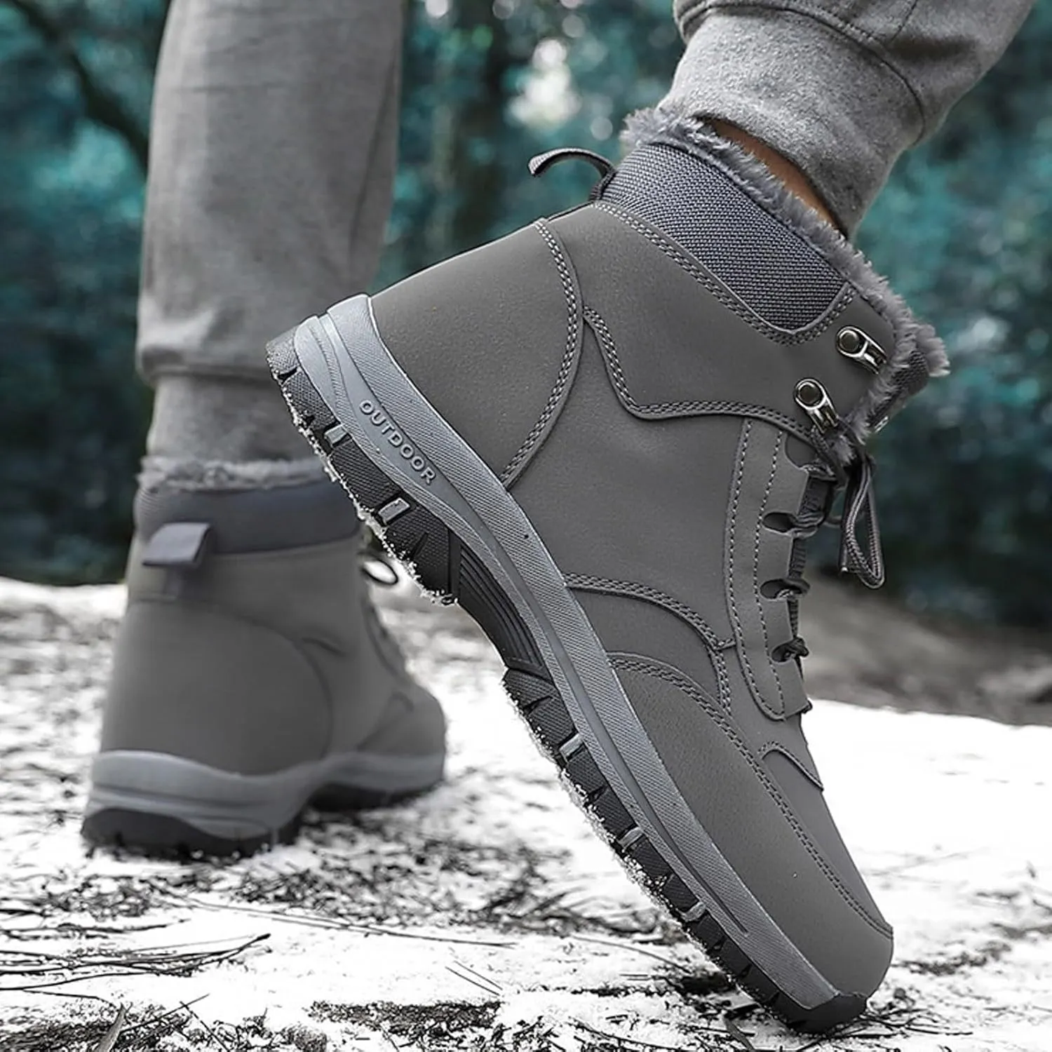 Womens Snow Boots Waterproof, Winter Snow Boots Lightweight Warm Faux Fur Lined Mid-Calf Booties Walking Comfortable Furry Mid Calf Warm Hiking Tennis Booties