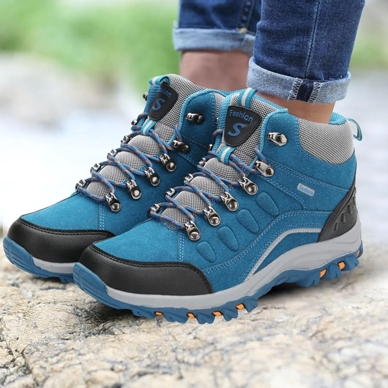Womens Snow Boots Waterproof, Winter Snow Boots Lightweight Warm Faux Fur Lined Mid-Calf Booties Walking Comfortable Furry Mid Calf Warm Hiking Tennis Booties