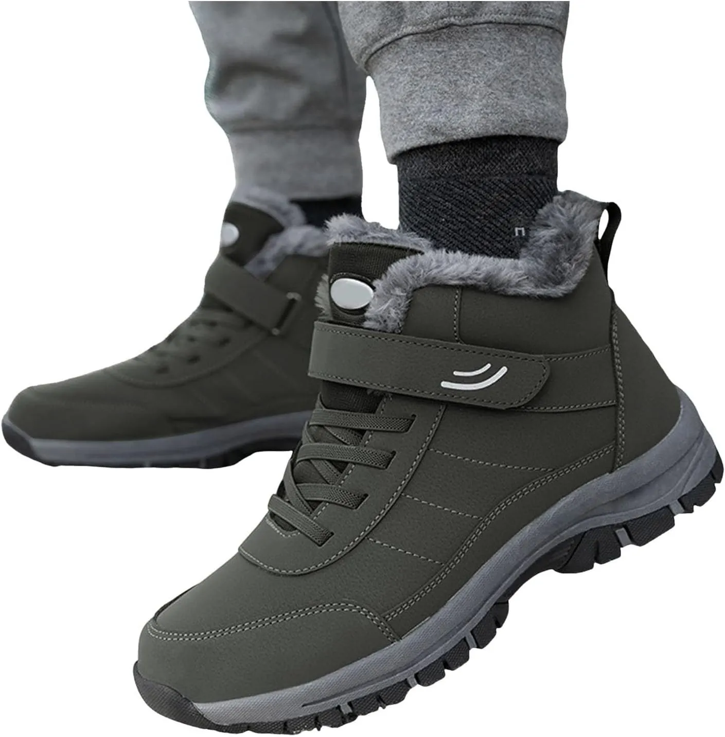 Womens Snow Boots Waterproof, Winter Snow Boots Lightweight Warm Faux Fur Lined Mid-Calf Booties Walking Comfortable Furry Mid Calf Warm Hiking Tennis Booties