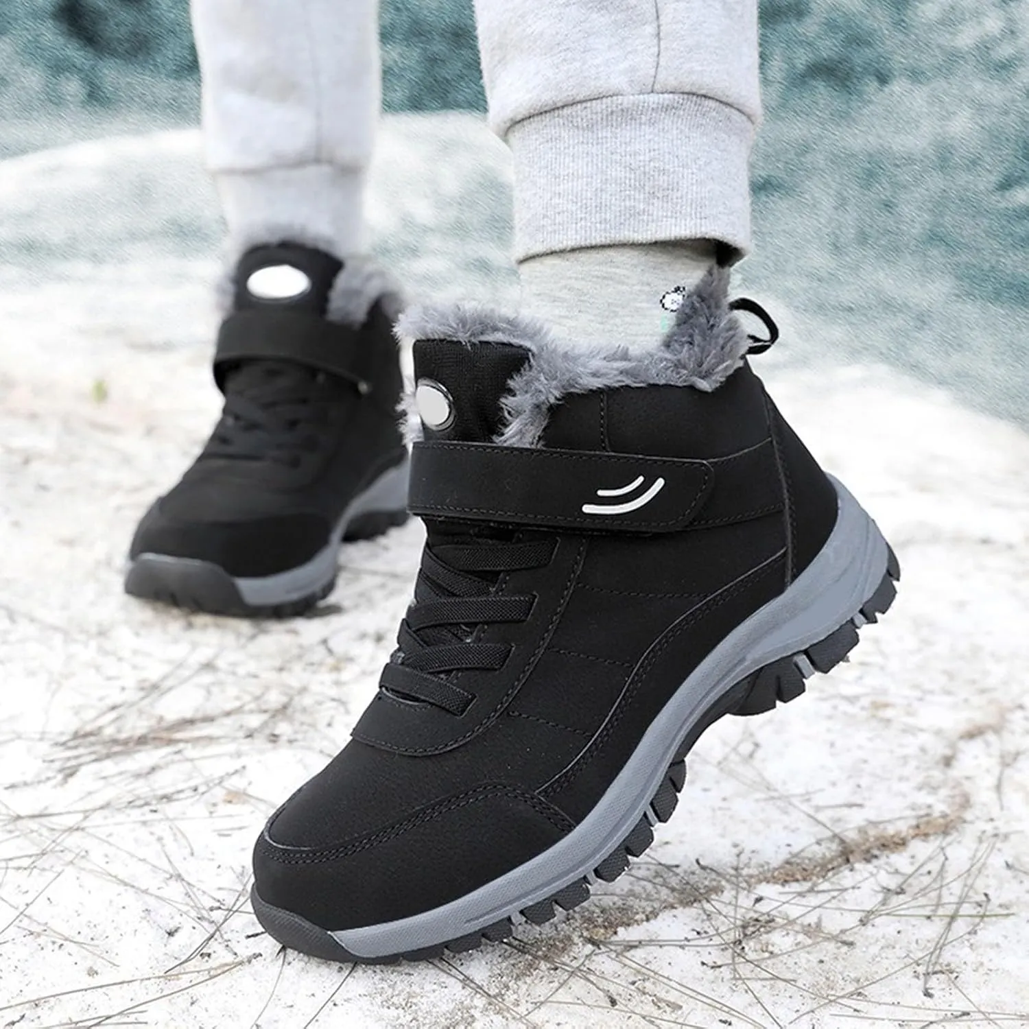 Womens Snow Boots Waterproof, Winter Snow Boots Lightweight Warm Faux Fur Lined Mid-Calf Booties Walking Comfortable Furry Mid Calf Warm Hiking Tennis Booties