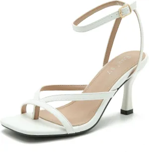 Women's Strappy Heels Lace Up Stiletto High Heeled Sandals Square Open Toe Thong Ankle Strap Sexy Fashion Comfort Dress Shoes Party Sandals