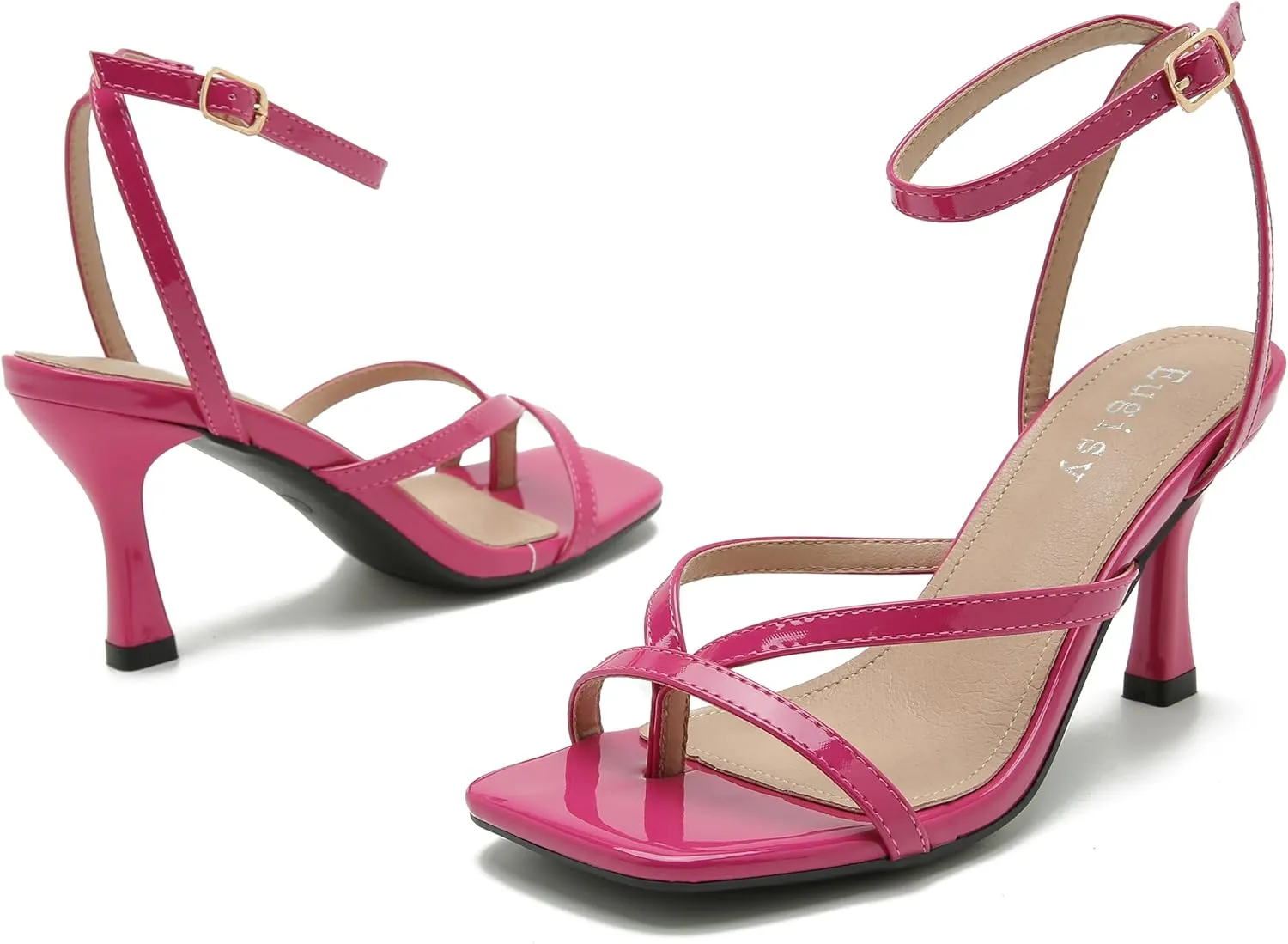 Women's Strappy Heels Lace Up Stiletto High Heeled Sandals Square Open Toe Thong Ankle Strap Sexy Fashion Comfort Dress Shoes Party Sandals