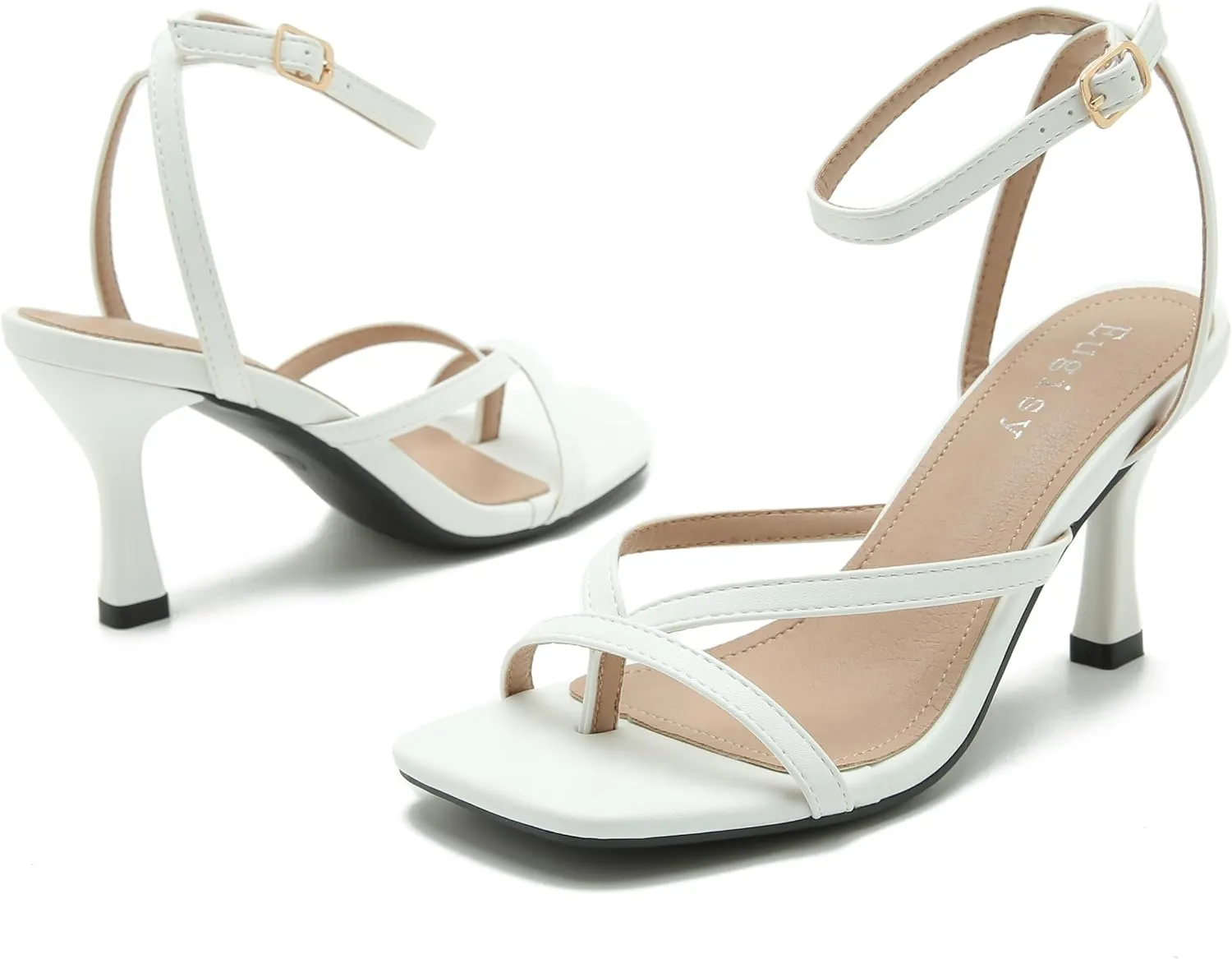 Women's Strappy Heels Lace Up Stiletto High Heeled Sandals Square Open Toe Thong Ankle Strap Sexy Fashion Comfort Dress Shoes Party Sandals
