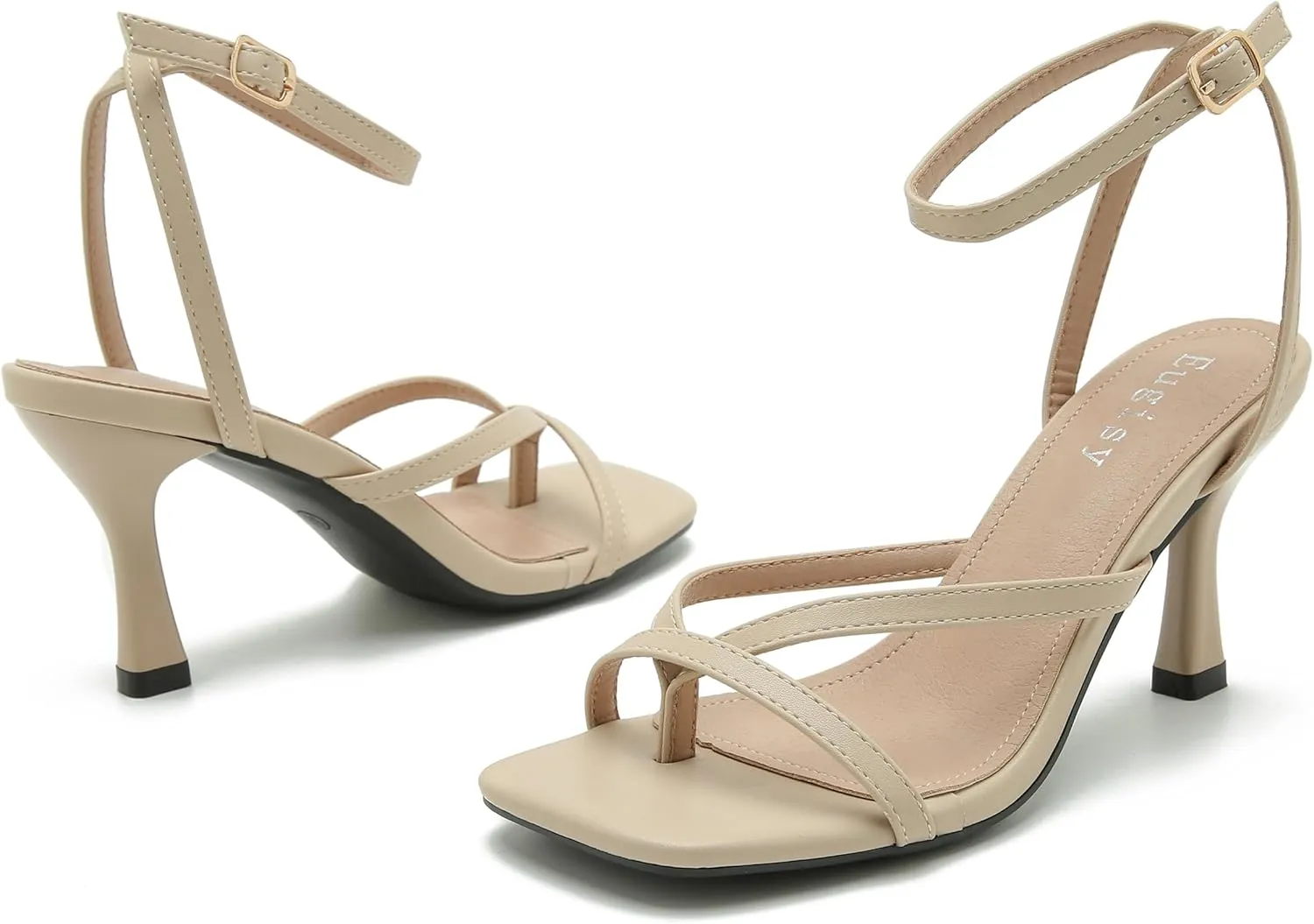 Women's Strappy Heels Lace Up Stiletto High Heeled Sandals Square Open Toe Thong Ankle Strap Sexy Fashion Comfort Dress Shoes Party Sandals