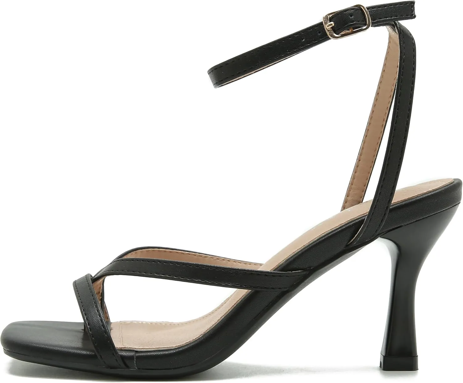 Women's Strappy Heels Lace Up Stiletto High Heeled Sandals Square Open Toe Thong Ankle Strap Sexy Fashion Comfort Dress Shoes Party Sandals