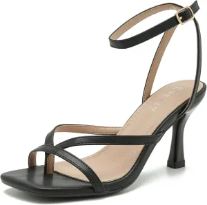 Women's Strappy Heels Lace Up Stiletto High Heeled Sandals Square Open Toe Thong Ankle Strap Sexy Fashion Comfort Dress Shoes Party Sandals