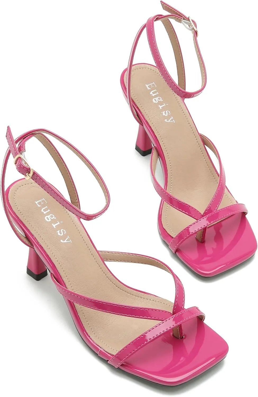 Women's Strappy Heels Lace Up Stiletto High Heeled Sandals Square Open Toe Thong Ankle Strap Sexy Fashion Comfort Dress Shoes Party Sandals