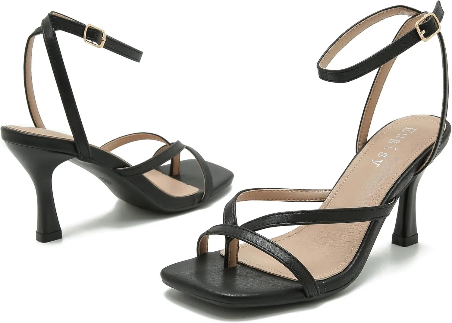 Women's Strappy Heels Lace Up Stiletto High Heeled Sandals Square Open Toe Thong Ankle Strap Sexy Fashion Comfort Dress Shoes Party Sandals