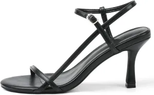 Womens Strappy Heels Sandals Kitten Heels Round Open Toe Heeled Ankle Strap Sandals Sexy Fashion Comfort Dress Shoes for Summer Party Wedding