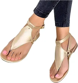 Women's Summer Sandals,Womens Casual Boho Crystal T-Strap Clip Toe Flip Flops Comfy Beach Flat Shoes Sandals for Women
