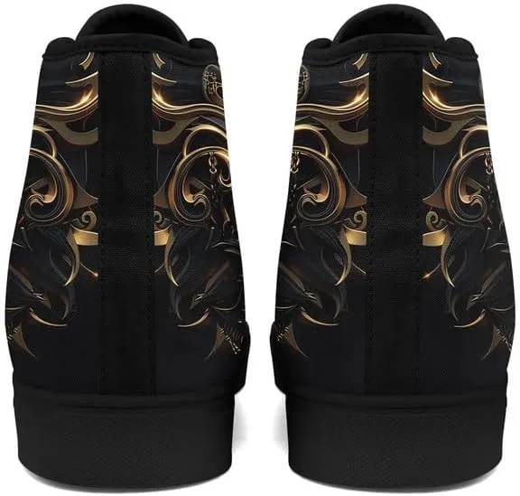 Womens/Mens Fashion High Top Canvas Shoes Lace Up Skull Black Canvas Sneaker Non Slip Casual Comfortable Walking Tennis Shoes