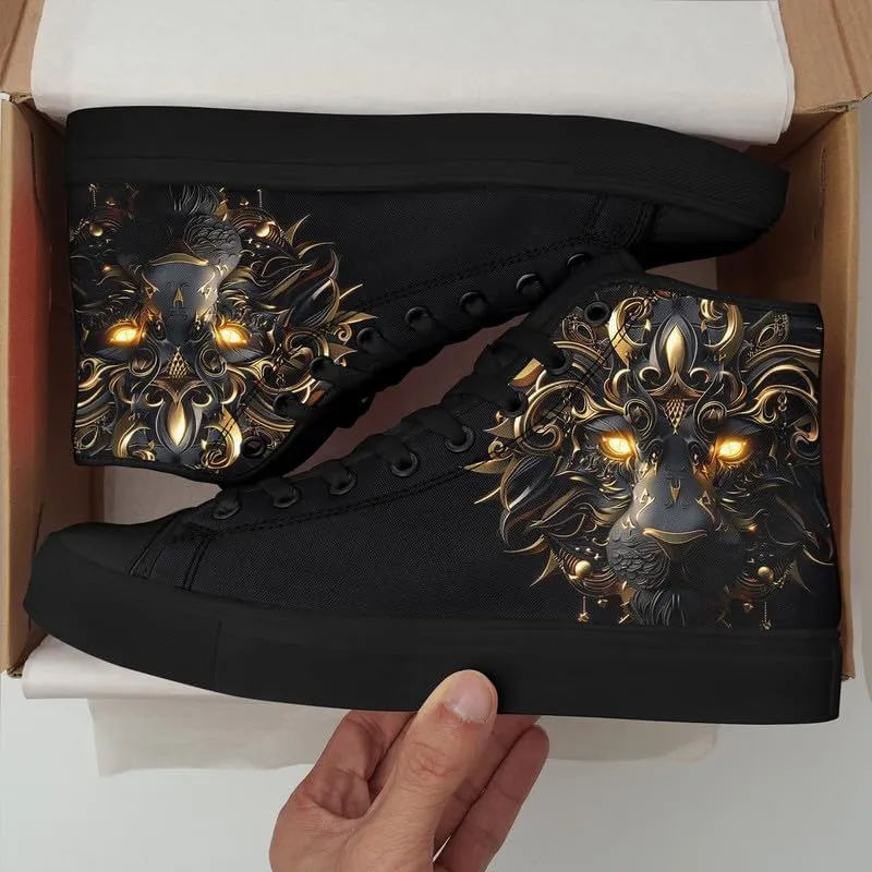 Womens/Mens Fashion High Top Canvas Shoes Lace Up Skull Black Canvas Sneaker Non Slip Casual Comfortable Walking Tennis Shoes