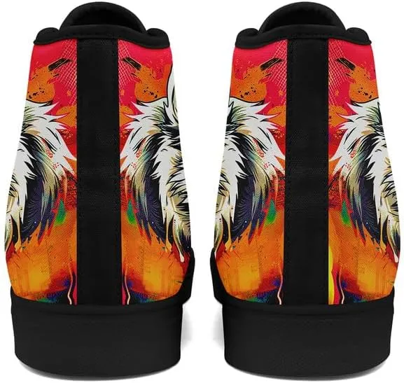 Womens/Mens Fashion High Top Canvas Shoes Lace Up Skull Black Canvas Sneaker Non Slip Casual Comfortable Walking Tennis Shoes